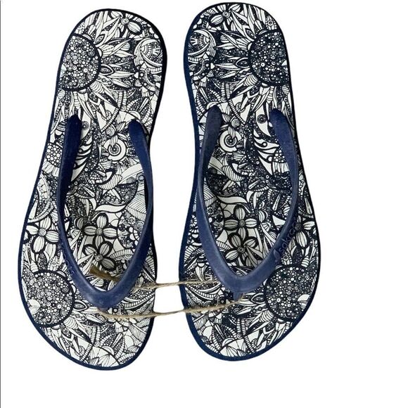 Sakroots Navy Spirit Desert Encore Flip Flops Sandals - Picture 1 of 5